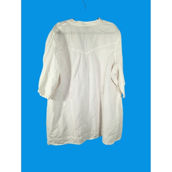 Ashley Stewart Womens Essential Shirt Dress White Linen/Rayon Cassic 22 - Picture 4 of 4